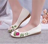 Women Flower Flats Slip On Cotton Fabric Casual Shoes Round Toe Flat MartLion   