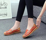 Women flat shoes ballet summer flower print genuine loafers ladies flats MartLion   