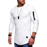 T-shirt men's spring summer top long-sleeved cotton bodybuilding folding Mart Lion White M 