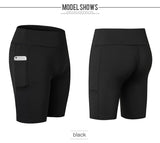 Women Casual Sports Shorts Elastic With Pocket Workout Shorts Quick Dry Cycling Shorts Gym Running Tight Sportswear Mart Lion   