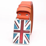 British Flag Pattern Belts Genuine Leather Metal Buckle Union Jack Jeans Waistband Trousers MartLion   