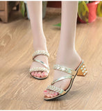 Summer Women Shoes Heel Sandals Peep toe Ladies Shoes High Heel Gold Heels 7cm MartLion   