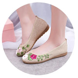 Women Flower Flats Slip On Cotton Fabric Casual Shoes Round Toe Flat MartLion   