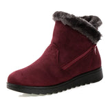Women Boots Women Winter Shoes With Thick Plush Snow Winter Ankle Mujer  Booties Shoes MartLion Wine Red 5 