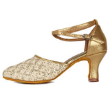 modern Ballroom Salsa tango dance shoes girls women's ballroom MartLion Gold-6    7cm 34 