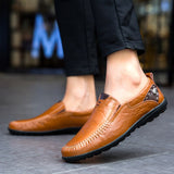 Men's Light Casual Shoes Luxury Brand Genuine Leather Loafers Moccasins Breathable Slip On Boat Mart Lion   