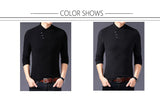 Spring Slim Fit T Shirt Men's Cotton Long Sleeve Irregular Collar Solid Color Clothes Mart Lion   