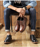 Autumn Men's Leather Shoes Brogue Casual safety Genuine Leather Work Casual Sneakers Mart Lion   