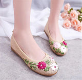 Women Flower Flats Slip On Cotton Fabric Casual Shoes Round Toe Flat MartLion   