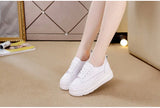 Genuine Leather Shoes Women Sneakers Height Increasing Casual White Footwear Spring Summer Thick Sole 5cm MartLion   