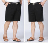 Men Shorts Middle Aged Cotton Thin Straight Casual Father Khaki Grey Black White Male Summer MartLion   