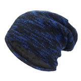 Knitted Hat Women Skullies Beanies Winter Hats For Men's Bonnet Striped Caps Warm Baggy Soft Female Wool Beanie Hat MartLion blue One Size 
