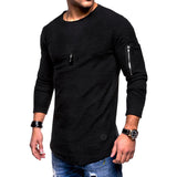 T-shirt men's spring summer top long-sleeved cotton bodybuilding folding Mart Lion Black M 