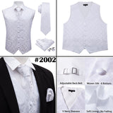 Rose Red Men's Wedding Suit Vest Blue Floral Jacquard Folral Silk Waistcoat Vests Handkerchief Tie Vest Suit Set Barry Wang Design Mart Lion   