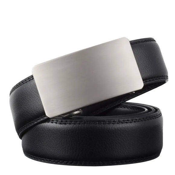 Belts for Men's Sliding Buckle Ratchet Luxury Leather Automatic ceinture homme belt MartLion Gun color 110cm 