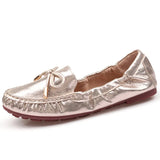 Bow tie Loafers Silver Gold Ballet Flats Casual Slip On Shoes Woman Shallow Soft Summer Flat MartLion   