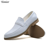 Leather Shoes Men's Formal Office Suit White Dress Loafers Wedding Footwear Oxfords Pointed Toe Mart Lion   