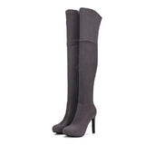 Stretch Fabric High Heels Over The Knee Boots Women Thigh High Ladies Platform Shoes Spring Autumn Long MartLion GRAY 4 