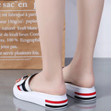 Women Slippers Flat Shoes Genuine Leather Beach Sandals Ladies Belt Platform Slides Flip Flops Summer MartLion   
