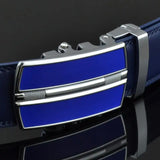 Belts Men's Genuine Leather Luxury Waist Strap Blue Automatic Buckle Jeans Belts MartLion   