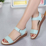 Summer Women Sandals Casual White Leather Flat Sandals Lady zapatos de mujer Mart Lion   