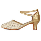 modern Ballroom Salsa tango dance shoes girls women's ballroom MartLion Gold-6    5cm 36 