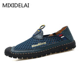 Casual Leather Shoes Men's Loafers Spring/Summer Mesh Flats Breathable Driving Moccasins Mart Lion   