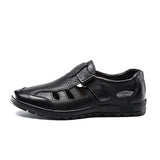 Men's Sandals Leather Outdoor Casual Shoes Breathable Fisherman Shoes Beach MartLion Black 5.5 