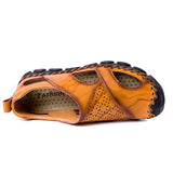 Summer Sandals Men's Breathable Genuine Leather Flats Casual Beach shoes Mart Lion   