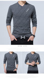 Men's Casual T-shirt Slim Long Sleeve V Neck Fitness Tops Homme Boyfriend Gift Harajuku Streetwear Mart Lion   