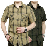 Short Shirt Casual Style Obesity Men's Summer Pure Cotton Plaid Loose Short Sleeve Shirts Man MartLion   