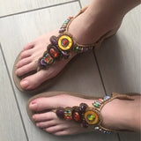 Bohemian Women Sandals Gemstone Beaded Slippers Summer Beach Flip Flops Ladies Flat Shoes MartLion   