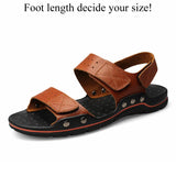 Summer Men's Casual Genuine Leather Sandals Flat Beach Hombre Cuero Open Shoes Homme Non Slip MartLion Red Brown 13 
