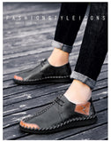 Men's Shoes Casual Split Leather Lace Up Flats Mart Lion   