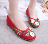 Women Flower Flats Slip On Cotton Fabric Casual Shoes Round Toe Flat MartLion   