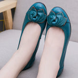 Summer Women cutouts Genuine Leather Shoes Buckle Flats Nurse Casual Handmade ballet flats MartLion   