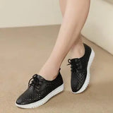 Genuine Leather Women casual sneakers shoes ladies flats canvas moccasins loafers Wedding footwear MartLion Black 7117 9 