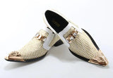 Gentleman Dressing Shoes Metal Pointed Toe Patchwork Crystal Designer Wedding Party Brand Shoes Men's MartLion as show 37 