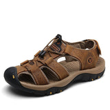 Genuine Leather Men's Shoes Summer Sandals Slippers Mart Lion brwon 7239 6.5 