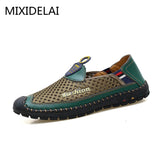 Casual Leather Shoes Men's Loafers Spring/Summer Mesh Flats Breathable Driving Moccasins Mart Lion   