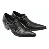 Men's moccasin Black Shoes Pointed Toe Patent Genuine Leather Oxford Black Dress Loafers flats Mart Lion   