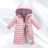 Winter Outerwear Jacket For Boys Girls Clothes Cotton-Padded Hooded Kids Coat Children Clothing Parkas Soft Thin MartLion Pink 8 