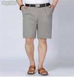 Men Shorts Middle Aged Cotton Thin Straight Casual Father Khaki Grey Black White Male Summer MartLion   