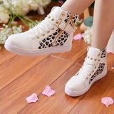 Shoes Women Rivets Canvas Shoes Casual Shoes Leopard Flowers Vintage Black White Blue MartLion   