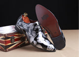 Vintage Design Men's Print Patent leather Dress Shoes  Casual Lace-up Flats Mart Lion   