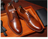 Men's Genuine Leather Shoes Dress Elegant Gentleman Oxford Simple British Style Wedding MartLion   