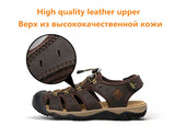 Genuine Leather Men's Sandals Summer Shoes Beach Outdoor Casual Sneakers Mart Lion   
