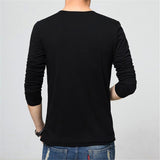 Autumn T Shirt Men's Oversize Oversized Long Sleeve Henry Collar Cotton Slim Fit Tops Mart Lion   