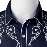 Stylish Western Cowboy Shirt Men's Brand Design Embroidery Slim Fit Casual Long Sleeve Wedding Party Mart Lion   