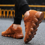 Suede Sneakers Men's Lightweight Casual Shoes Popular Breathable Outdoor Flat Mart Lion   